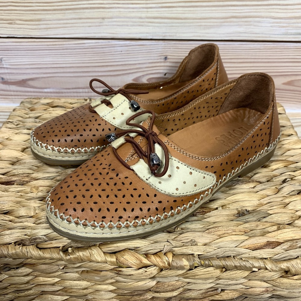 Rossella‎ Lopes Italian Shoes Womens 36 Perforated Leather Loafers Thick Stitch